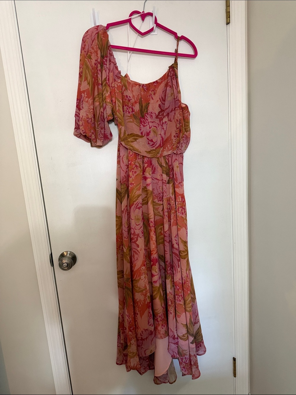 Show Me Your MuMu Pink Floral One-Shoulder Maxi Dress